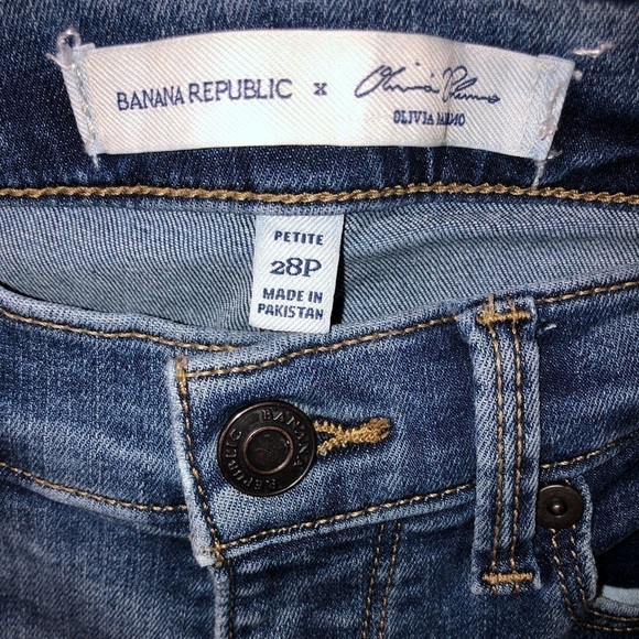 Banana Republic X Olivia Palermo Medium Wash Dark Rinse Crop Flare Leg Jeans - Picture 7 of 14